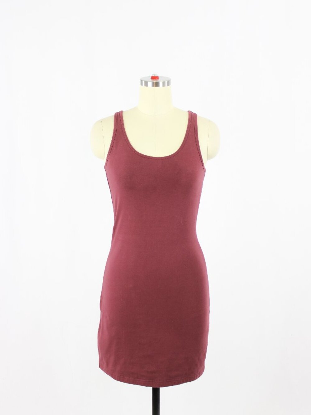 Aritzia TNA Maroon Cotton Blend Jersey Scoop Neck Mini Tank Dress, Size S